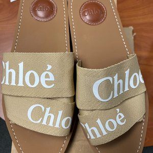 Chloe Woody Slip on Sandals Size 7 (38) Like New
